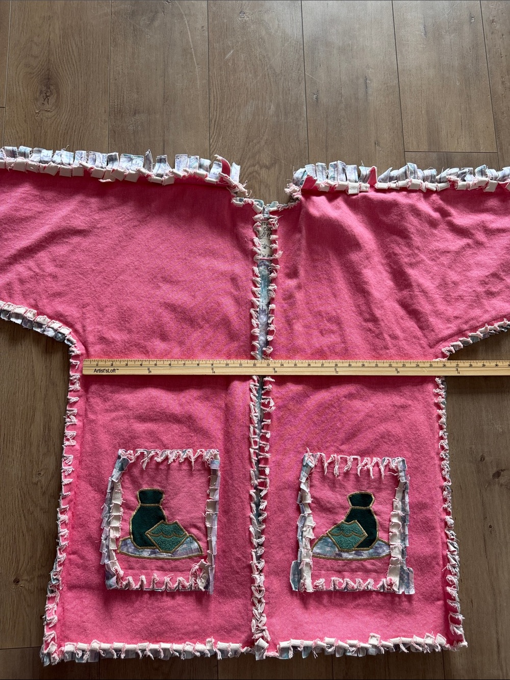 Women's Southwestern Handmade Patchwork Denim Open Front Jacket Size L Quilted - Picture 6 of 10